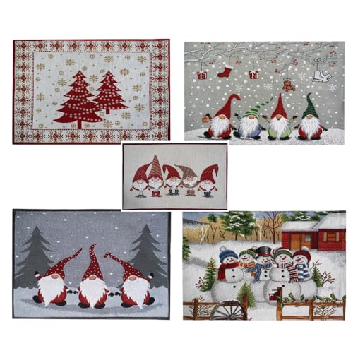 Raebel OHG 2er Set Tischset Mitteldecke Tischläufer Gobelin Winter Weihnachten Verschiedene Motive Baumwollmischung (Tannenbaum) von Raebel OHG