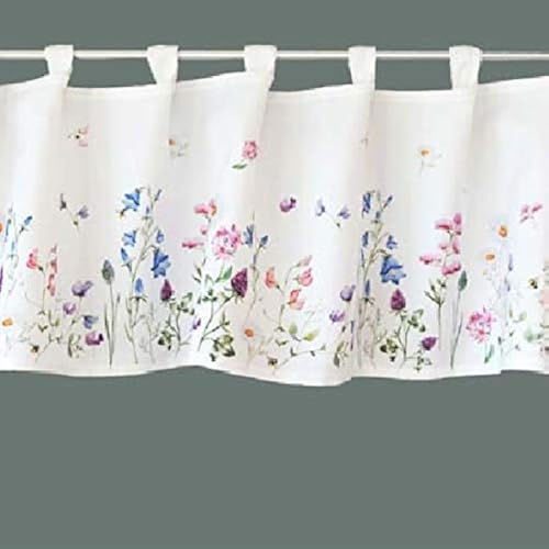 Raebel OHG Scheibengardine Bistrogardine Küchengardine Gardine Panneaux Bunte Blumen auf weissem Untergrund (30 x 150 cm) von Raebel OHG