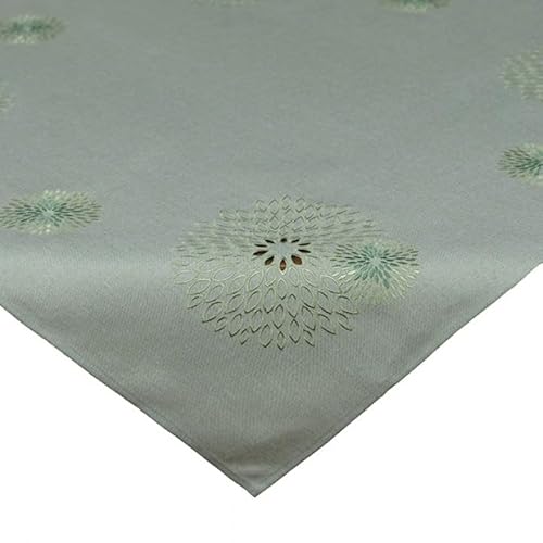 Raebel OHG Tischdecke Mitteldecke Tischläufer einfarbig mintgrün Bestickt mit modernen runden Ornamenten pflegeleicht (85 x 85 cm) von Raebel OHG