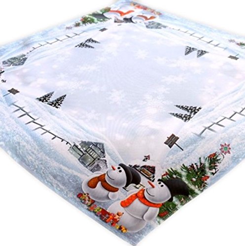 Raebel Tischläufer weiß bunt 85x85 cm Schneemann Weihnachtstischdecke von Raebel OHG