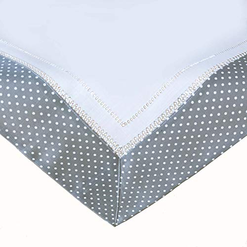 Raebel grau/weiß gepunktet Leinenoptik mit Hohlsaum Tischläufer Tischdecke Mitteldecke Tischdeko Frühling grau (85 x 85 cm) von Raebel OHG