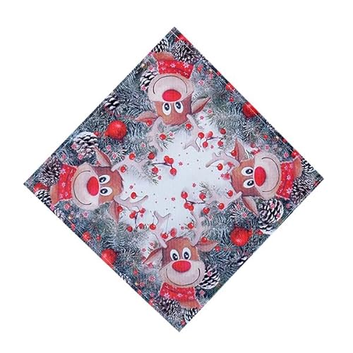 Tischdecke Mitteldecke Tischläufer Deckchen Elch mit roter Nase in den Farben Weiss grau rot lustige Tischdekoration (30 x 30 cm) von Raebel OHG