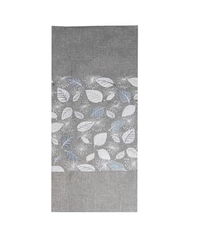 Tischdecke Mitteldecke Tischläufer Tischset Kissenhülle Stickerei Blätter grau Silber doppelt genäht (40 x 90 cm) von Raebel OHG