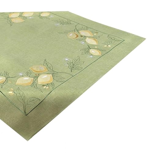 Raebel OHG Mediterrane Tischdecke mit Stickerei/Applikationen in Grün mit gelben Zitronen (85 x 85 cm) von Raebel OHG