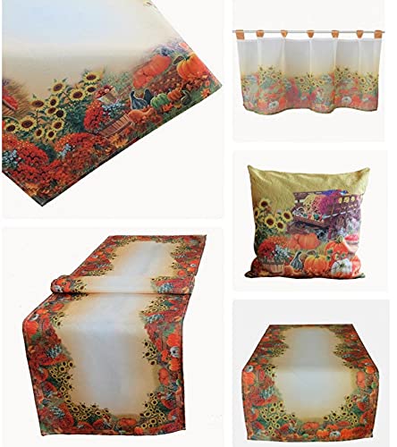 Tischdecke Tischläufer Mitteldecke Kissenhülle Bistrogardine herbstlicher Druck Kürbis und Sonnenblumen tolle Farben (85 x 85 cm) von Raebel OHG