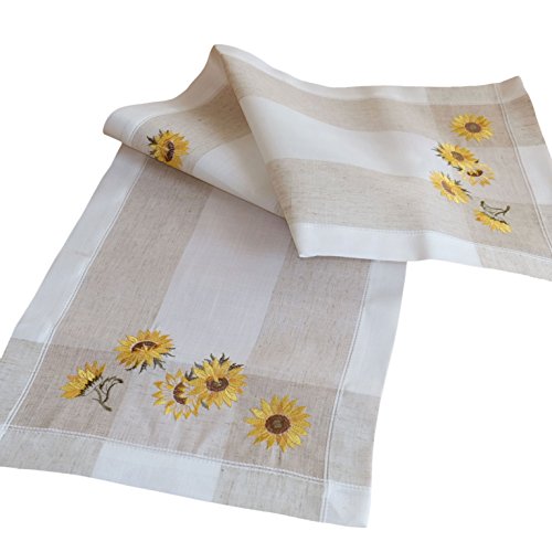 Raebel Mitteldecke - 85 x 85 cm Ecru beige-bunt Stickerei ''Sonnenblumen'' von Raebel