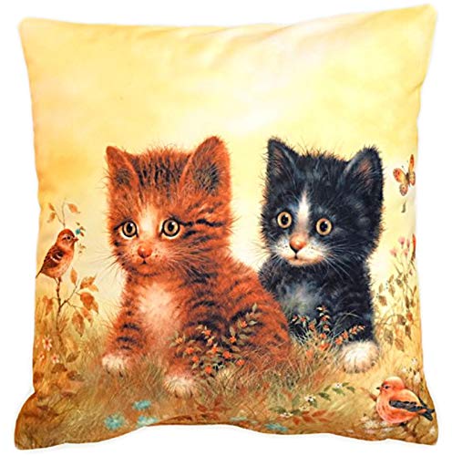 Raebel - Kissenhülle - Kissenhülle Fotodruck "Katzen & Vögel" - (40x40 cm) von Raebel