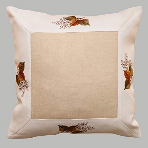 Raebel - Kissenhülle - Kissenhülle - beige-bunt Stickerei Blätter - (40x40 cm) von Raebel