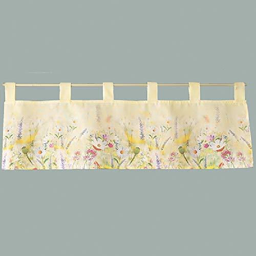 Raebel Scheibengardine Bistrogardine Küchengardine Gardine Panneaux Bunte Blumen auf leicht gelben Untergrund (30 x 150 cm) von Raebel