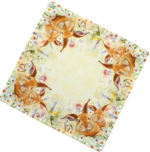 Raebel Tischdecke 30x30 Eckig Ostern Osterhase Wiese Fotodruck Gelb Bunt Mitteldecke 100% Polyester von Raebel