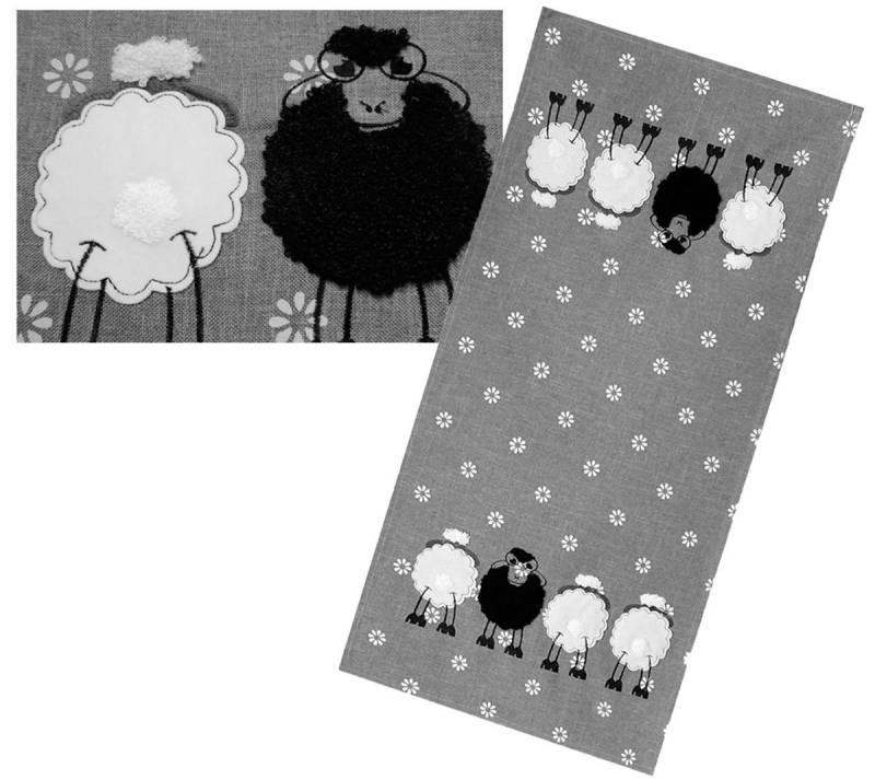 Raebel Tischdecke Schwarzes Schaf, Applikationen, bestickt, bedruckt, von Raebel