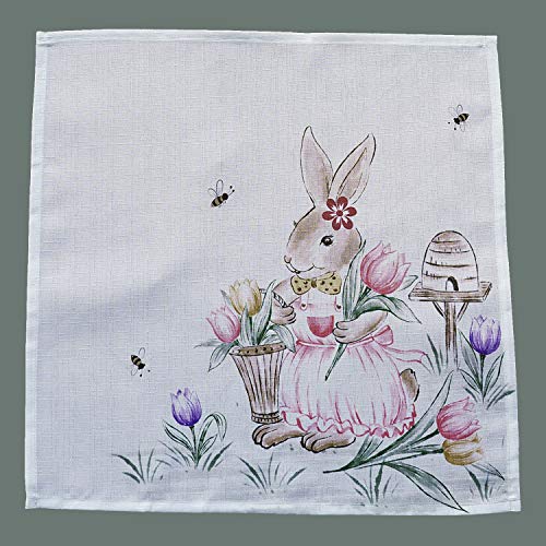 Raebel Tischläufer Mitteldecke 'Osterhasen - Mädchen', verschiedenen Größen, Multi, Größe:Deckchen 40 x 40 cm von Raebel OHG
