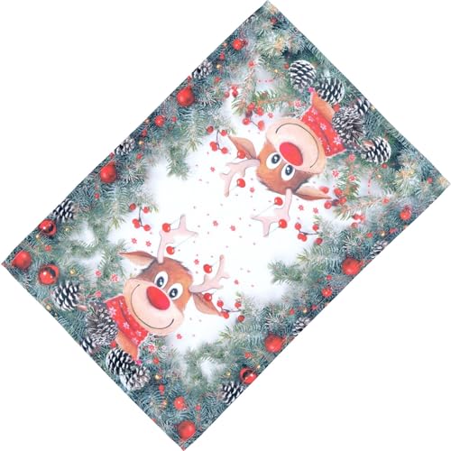 Raebel Tischläufer Weihnachten Läufer Decke Elch rote Nase Tischdecke Pflegeleicht 100% Polyester (35 x 50 cm) von Raebel