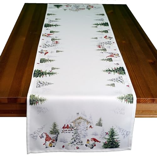 Raebel Tischwäsche Serie WICHTEL IM Schnee, Mehrfarbig, Größe:Mitteldecke 85 x 85 cm von Raebel OHG