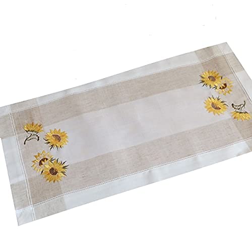 Tischläufer - 35 x 70 cm ecru beige-bunt Stickerei ''Sonnenblumen'' von Raebel