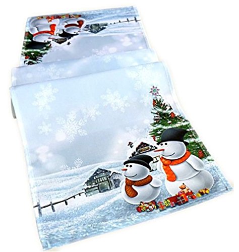 Raebel Tischläufer weiß bunt 40x140 cm Schneemann Weihnachtstischdecke von Raebel