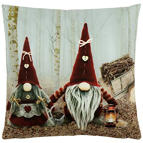 Raebel OHG Weiche Kissenhülle 40x40 cm Weihnachten Wichtel Weihnachtskissen Kissenbezug 100% Polyester von Raebel OHG