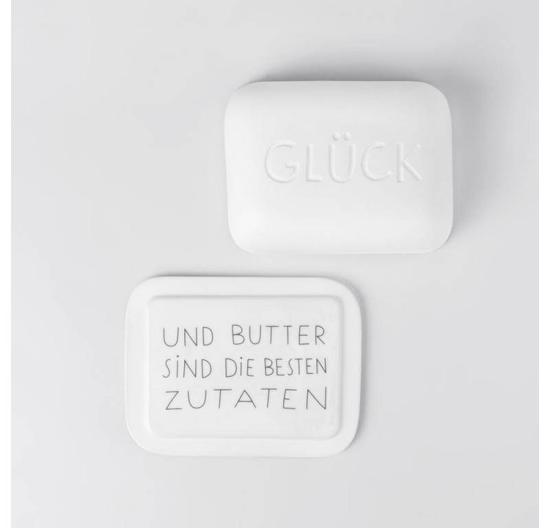 Räder Design Windlicht räder Guten Morgen Porzellan Butterdose Glück und Butter weiß 14,5cm von Räder Design