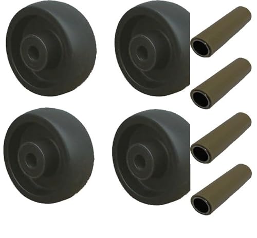 4er Pack Hitzebeständige Kunststoffräder mit ø 100mm inkl. Teflonachsrohre, für Stikkenwagen Backofen bis +250°C (kurzzeitig 280°C) von Räder Wendt