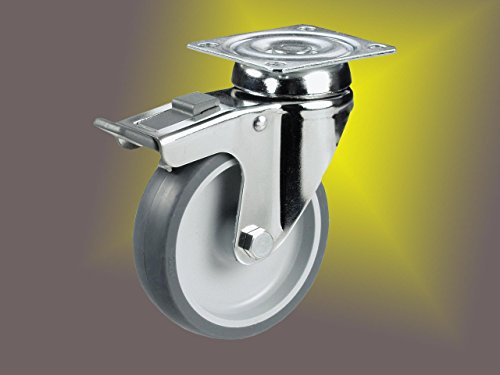 Edelstahl Apparaterollen ø 75mm Plattenbefestigung und Feststeller, rostfrei, Lenkrolle, Edelstahl, VA, VA2, Inox Edelstahl Apparaterollen ø 75mm Plattenbefestigung und Feststeller, rostfrei, Lenkrolle, Edelstahl, VA, VA2, Inox von Räder Wendt