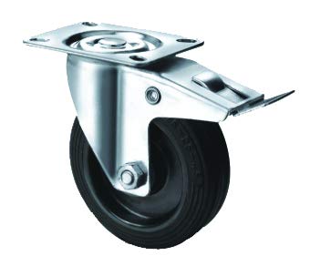 Gummi Lenkrolle mit Feststeller und Rad ø 200mm ###schwarze PAK*-freie Bereifung###, Transportrolle von Räder Wendt