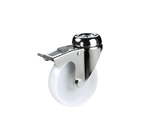 Polyamid Edelstahl Apparaterollen ø 125 mm mit Feststeller und Rückenlochbohrung, rostfrei, Polyamidrad, Gleitlagerung, Lenkrolle, Edelstahl, VA, VA2, Inox Polyamid Edelstahl Apparaterollen ø 125 mm mit Feststeller und Rückenlochbohrung, rostfrei, Polyamidrad, Gleitlagerung, Lenkrolle, Edelstahl, VA, VA2, Inox von Räder Wendt