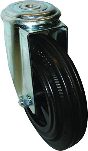 Rückenloch Gummi Lenkrolle mit Rad ø 125mm ###schwarze PAK*-freie Bereifung###, Transportrolle von Räder Wendt