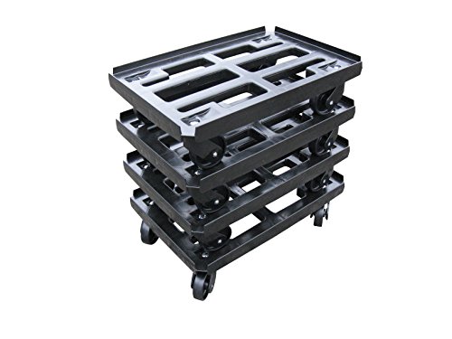 Transportroller 4er Pack für Boxen 600x400mm, schwarzer PP Gitter Rahmen 4x Kunststoff-Lenkrolle, PP Kunststoffrad schwarz ø 100mm von Räder Wendt