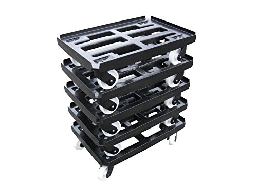 Transportroller 5er Pack für Boxen 600x400mm, schwarzer PP Gitter Rahmen 4x Kunststoff-Lenkrolle, PP Kunststoffrad natur ø 100mm von Räder Wendt