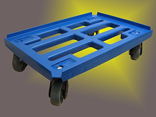 Transportroller für Boxen 600x400 mm blauem PP Rahmen 4x Kunststoff-Lenkrolle TPE Gummirad ø 100mm (blau) von Räder Wendt