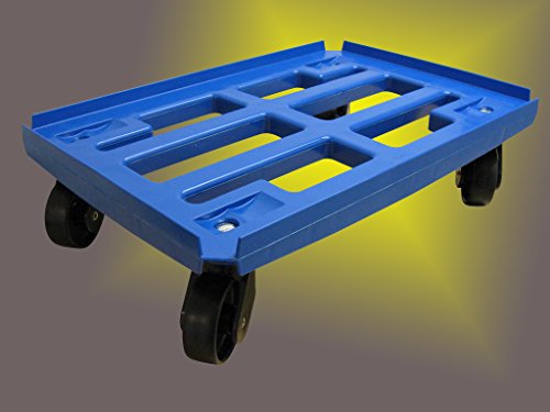 Transportroller für Boxen 600x400 mm blauem PP Rahmen 4x Kunststoff-Lenkrolle ø 100mm (blau) schwarze PP Räder von Räder Wendt