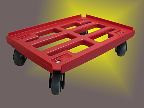 Transportroller für Boxen 600x400 mm rotem PP Rahmen 4x Kunststoff-Lenkrolle TPE Gummirad ø 100mm (rot) von Räder Wendt