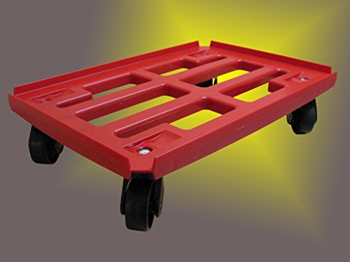 Transportroller für Boxen 600x400 mm rotem PP Rahmen 4x Kunststoff-Lenkrolle ø 100mm (rot) schwarze PP Räder von Räder Wendt