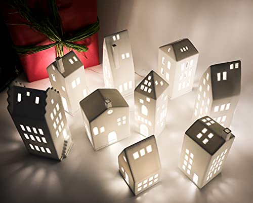 Räder & Florales Wohnen: Großes Geschenkset original Lichthäuser Set 'ganze Stadt' - Weihnachten - 9 Lichthäuser - Weiß von Räder & Florales Wohnen