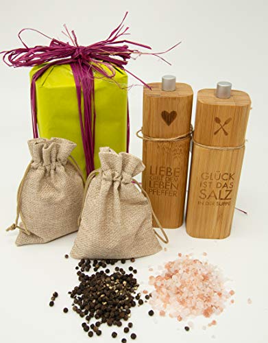 Original Salz- und Pfeffermühle inkl. Jutesäckchen mit Salz und Pfeffer im Geschenkset (Salz aus Punjab Pakistan) von Räder
