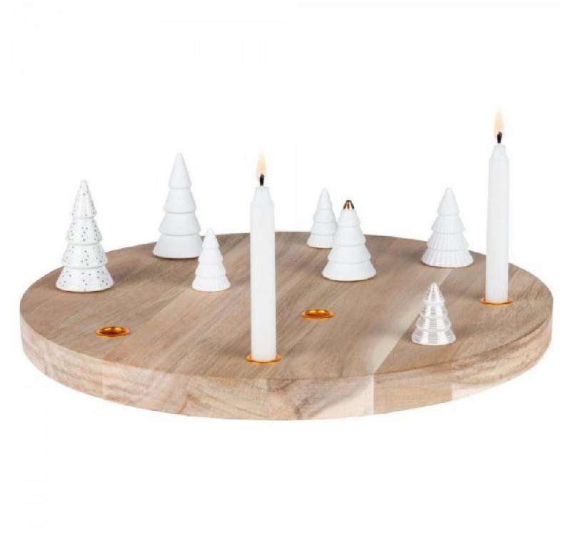 Räder Windlicht Design Kerzenhalter Platte Tannenwald Weiß (28cm) von Räder