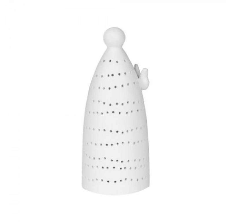 Räder Windlicht Design Lichtengel Mini mit LED-Licht Linien Weiß (11,5cm) von Räder