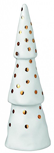 Räder Winterzeit Weihnachtswald 4er Set Tannenbäume aus Porzellan mit goldfarbenen Akzenten, 88684 von Räder
