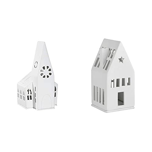 Räder Zuhause Lichthaus Kirche, Weiß, 13,5x11,5x21,5cm & Mini Lichthaus Traumhaus, 6 x 6 x 13 cm von Räder