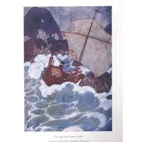 1970Er Jahre Edmund Dulac Print/Farbteller/Buchseite/Buchschild Aus Arabian Nights-2 Sided von RaesVintage