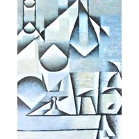 Graues Stillleben/Stillleben Mit Öllampe, Kubismus, Moderne Kunst, 1970 2-Seitige Buchseite, Fine Art Print, Farbteller von RaesVintage