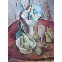 Picasso Kunst-Kubismus/Kompott Mit Birnen, Fabrik in Horta De Ebro, 1970 2-Seitig Buchseite, Fine Art Print, Farbe Platte von RaesVintage