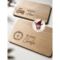 Personalisiertes Frühstücksbrett | Schneidebrett Mit Name Und Motiv Aus Buchenholz Geschenkidee Kindergeburtstag von RaeuberHolzandplott