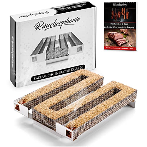 Räucherphorie Kaltraucherzeuger aus Edelstahl - Profiprodukt für Räuchern im Räucherofen, Grill, Smoker - Premium Räucherzubehör (KGM20) von Räucherphorie