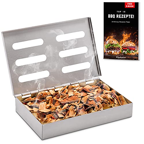 Räucherphorie® Räucherbox - Premium Edelstahl Smoker Box + E-Book - BBQ Food Smoker in der Premium Variante für Gasgrill Elektrogrill oder Holzkohlegrill (RB1) von Räucherphorie
