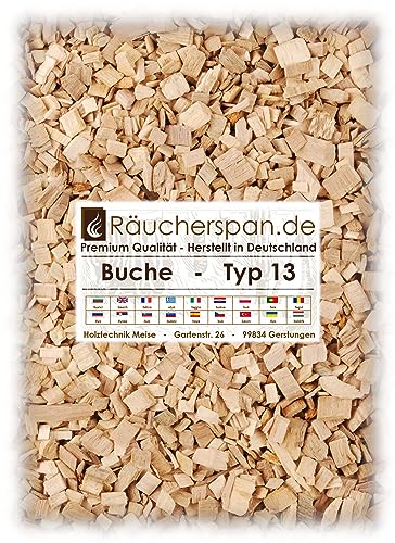 Premium Räucherchips Buche Typ 13 grob 6-12mm für Barbecue und Heißräuchern, 15kg von Räucherspan.de