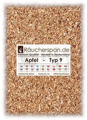 Räucherspäne Apfelholz Typ 9 mittelgrobe Späne 2-4 mm für Räucherschrank Smokerbox (1.00, von Räucherspan.de