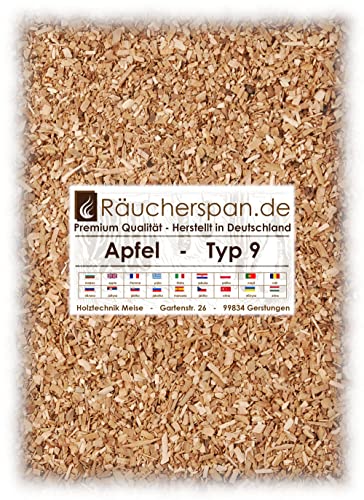 Räucherspäne Apfelholz Typ 9 mittelgrobe Späne 2-4 mm für Räucherschrank Smokerbox (1.00, .) von Räucherspan.de