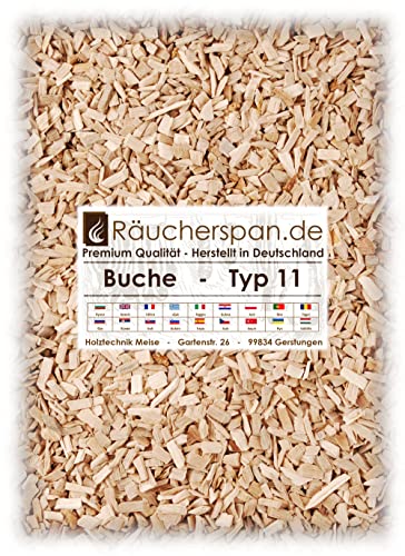 Räucherchips/Smokingchips aus Buchenholz Typ 11 (3-6mm), ideal für Rauchgeneratoren und Kaltrauchgeneratoren 1kg von Räucherspan.de