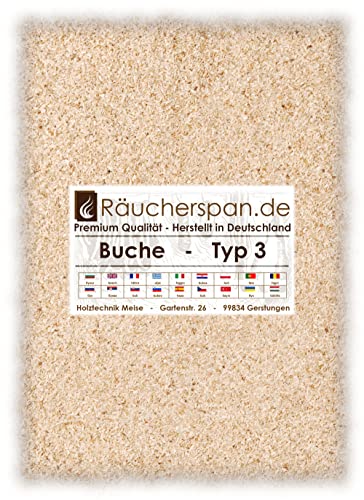 Räucherspäne Räuchermehl Buche 15kg Typ 3 mittelfein 0,3-1mm für Sparbrand geeignet von Räucherspan.de